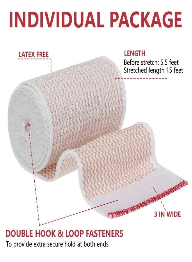 LINXIU 6 Pack 3 Inch Elastic Bandage Wrap with Self-Closure Compression Wrap Bandages for Arms and Elbows, Red Trim - Image 2